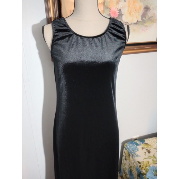 Coldwater Creek Womens Black Velvet Dress Floral Jacket size 6 Long Buttons 2 pc - Picture 15 of 16